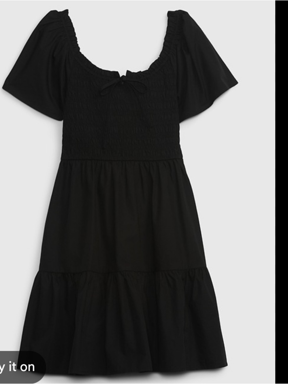 Gap Flutter Sleeve Smocked Mini Dress Black NWT XL